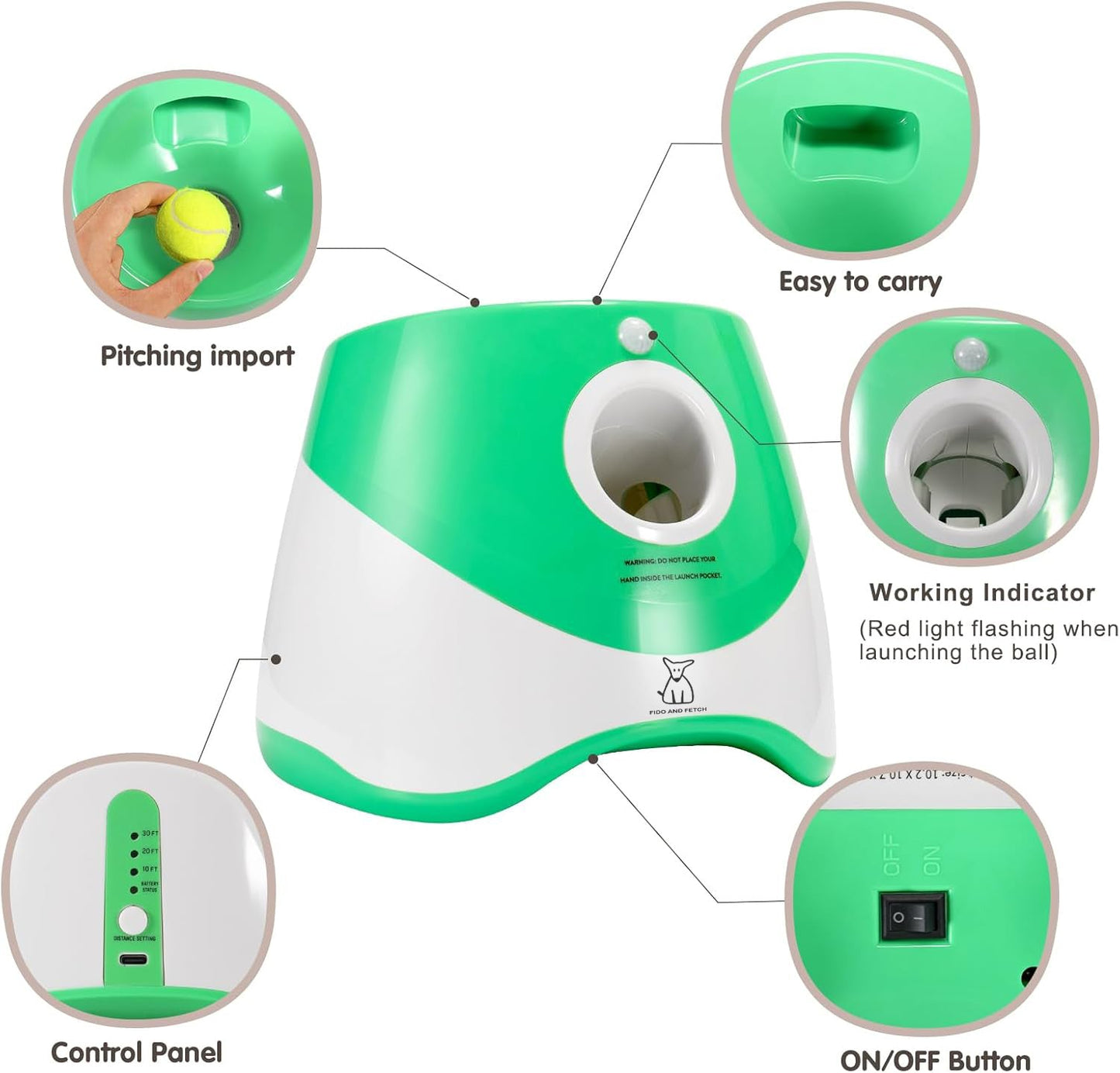 Automatic Dog Ball Launcher – Interactive Pet Ball Thrower with 12 Balls & Adjustable Range (10–30FT)