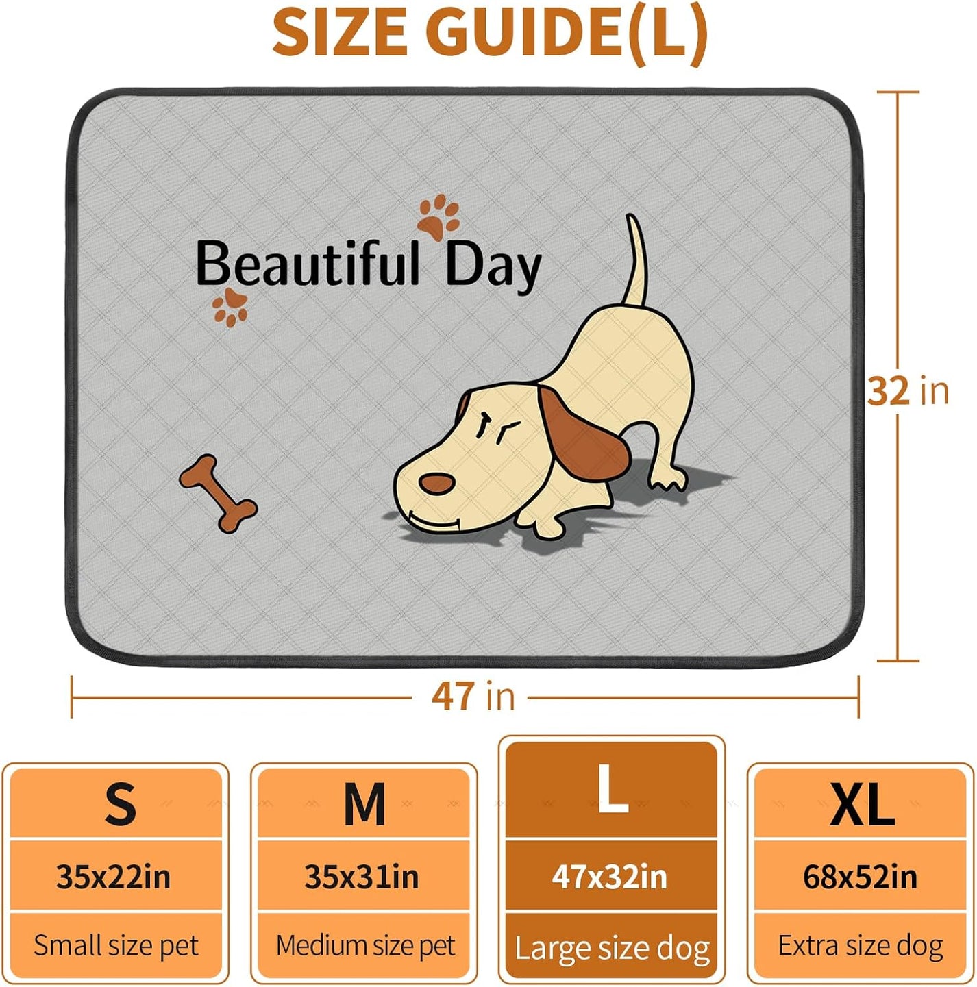 Washable Dog Pee Pads 4-Pack (47x32in) – Leak-Proof, Non-Slip & Absorbent Puppy Training Mats for Crates & Home – Grey