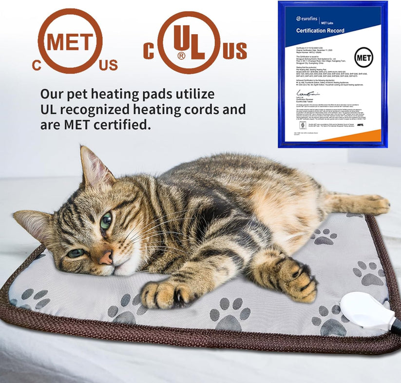 Waterproof Dog Heating Pad (28x18in) – Smart Thermostat & Paw Print Design – Heated Pet Mat for Puppies, Whelping & Older Dogs