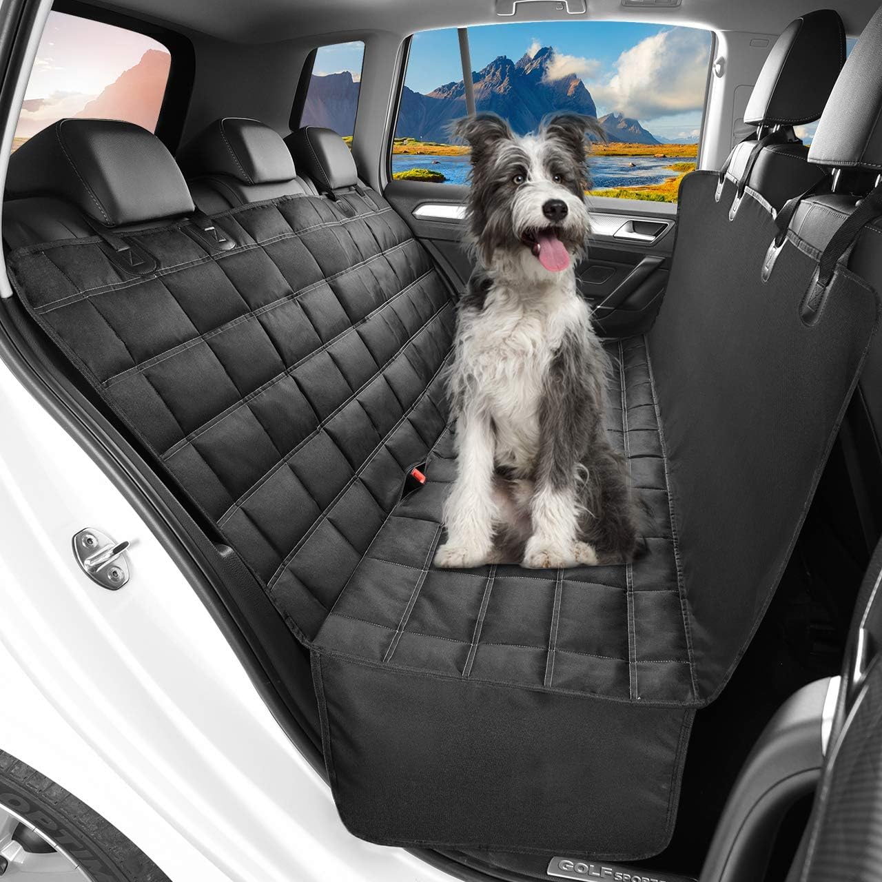 Hopidogie 4-in-1 Dog Car Seat Cover – Waterproof, Nonslip & Scratchproof Hammock, Bench, Trunk & Picnic Mat